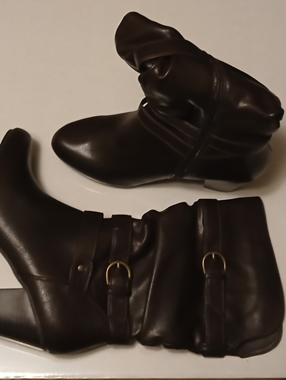 Apt. 9 Black Slouchy Ankle Boots with Buckle Straps
